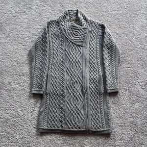 Aran Sweater Market Merino Wool Side Zip Cardigan Womens L Gray Ireland Sweater